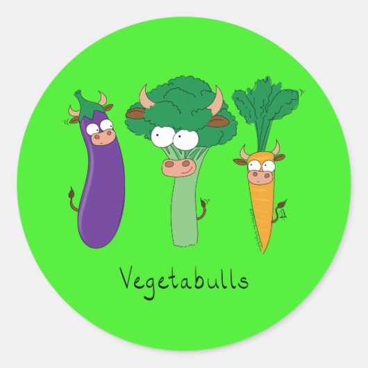 Funny Vegetables Cute Cartoon Kinder Ronde Sticker (Voorkant)
