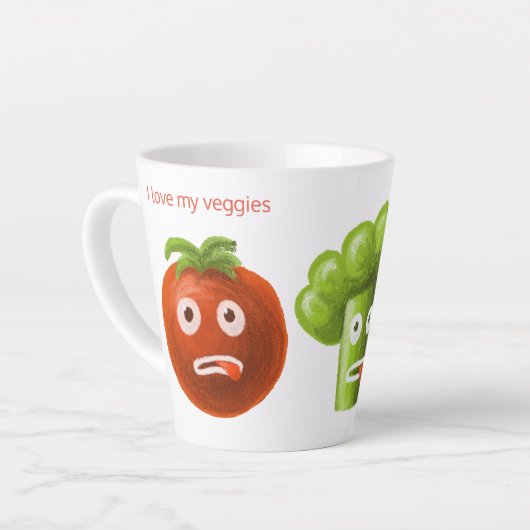 Funny Vegetables Love - Broccoli Tomato Eggplant Latte Mok (Linkerhoek)