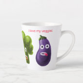 Funny Vegetables Love - Broccoli Tomato Eggplant Latte Mok (Rechts)