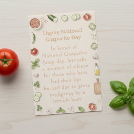 funny vegetables National Gazpacho Day Bedankkaart