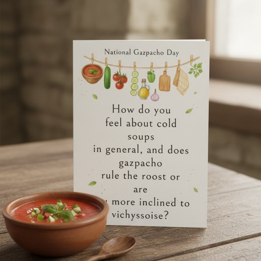 funny vegetables National Gazpacho Day Bedankkaart