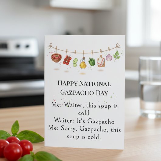funny vegetables National Gazpacho Day Bedankkaart