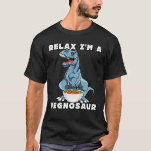 Funny Vegetarian T Rex Dinosaur Relax I'm a Vegnos T-shirt
