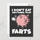 Funny Vegetarian Vegan Dierenvriend Pun Pig Fart Briefkaart (Voorkant / Achterkant)