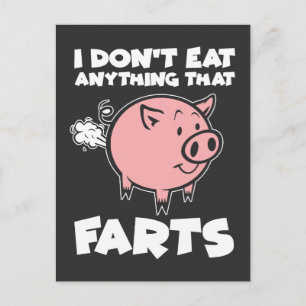 Funny Vegetarian Vegan Dierenvriend Pun Pig Fart Briefkaart