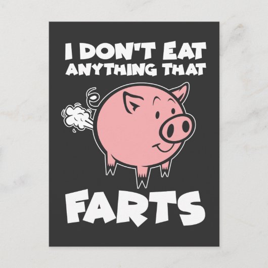 Funny Vegetarian Vegan Dierenvriend Pun Pig Fart Briefkaart (Voorkant)