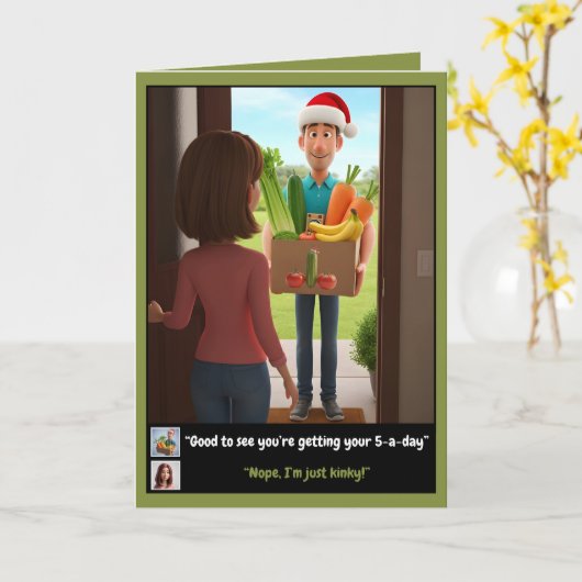 Funny veggie themed Christmas Kaart (Gele Bloem)