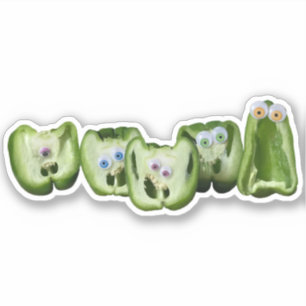 Funny Veggies Googly Eye Peppers Eten Humor Sticker
