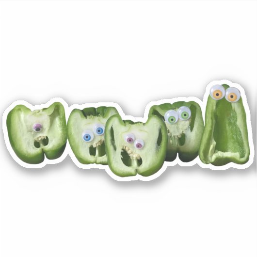 Funny Veggies Googly Eye Peppers Eten Humor Sticker (Voorkant)