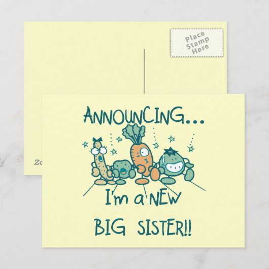 Funny Veggies New Big Sister Briefkaart (Voorkant / Achterkant)