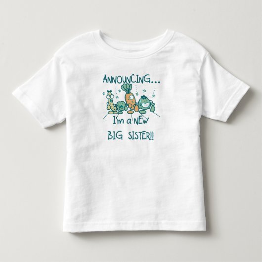 Funny Veggies New Big Sister Kinder Shirts (Voorkant)