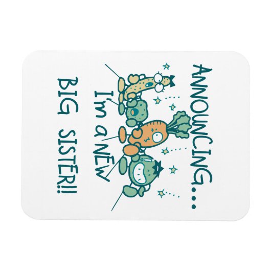 Funny Veggies New Big Sister Magneet (Horizontaal)