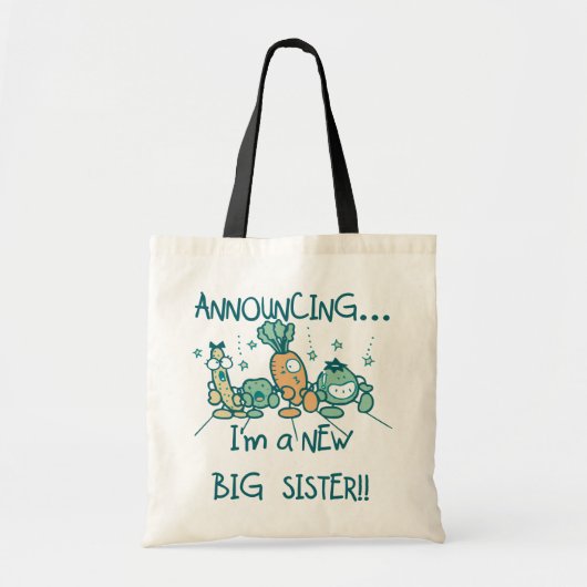 Funny Veggies New Big Sister Tote Bag (Voorkant)