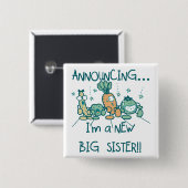 Funny Veggies New Big Sister Vierkante Button 5,1 Cm (Voorkant /achterkant)