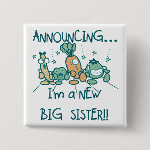Funny Veggies New Big Sister Vierkante Button 5,1 Cm