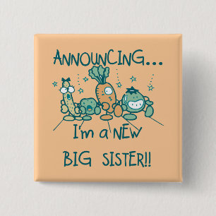 Funny Veggies New Big Sister Vierkante Button 5,1 Cm