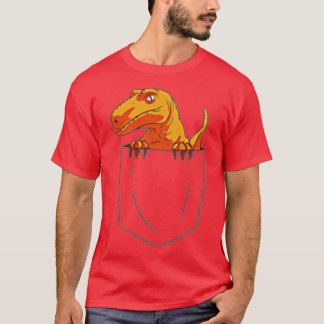 Funny Velociraptor Raptor in Pocket Dinosaur Bank T-shirt
