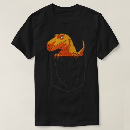 Funny Velociraptor Raptor in Pocket Dinosaur Long T-shirt (Design voorkant)
