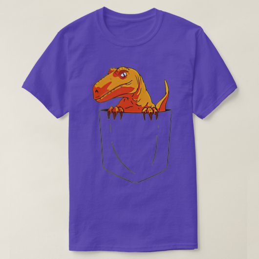 Funny Velociraptor Raptor in Pocket Dinosaur T-shirt (Design voorkant)