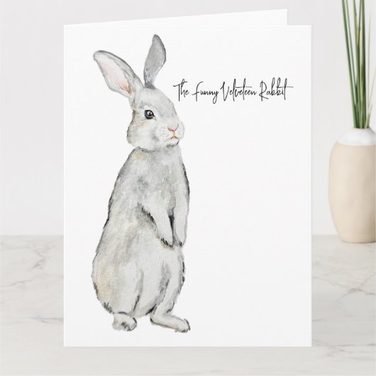 Funny velvet konijn kaart (Voorkant)