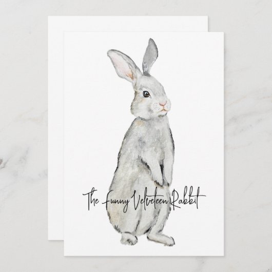 Funny velvet konijn kaart (Voorkant / Achterkant)