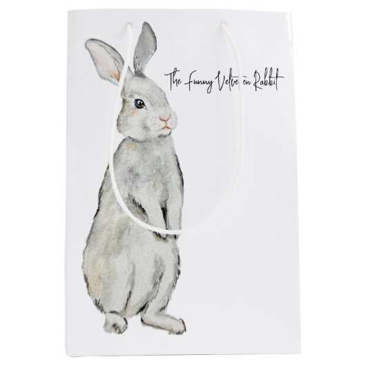 Funny velvet konijn medium cadeauzakje (Voorkant)