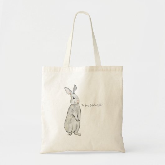 Funny velvet konijn tote bag (Voorkant)