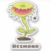 Funny Venus vliegt met plant cartoon Sticker (Voorkant)