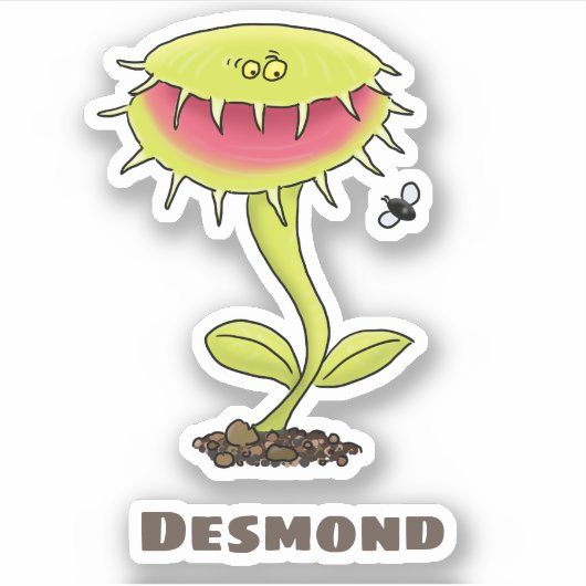 Funny Venus vliegt met plant cartoon Sticker (Voorkant)