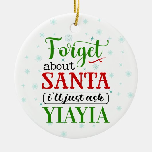 Funny Vergeet Santa YIAYIA kerstversiering Keramisch Ornament (Voorkant)