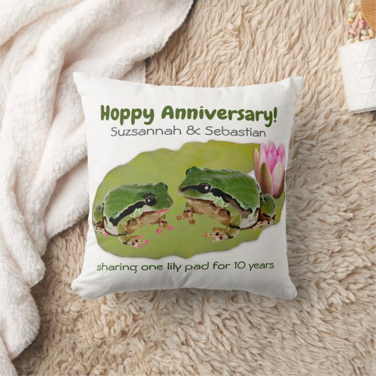 Funny verjaardag kikker koppel op waterlelie sjabl kussen (Deken)