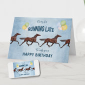 Funny Verlate Verjaardag Kaart met Paarden