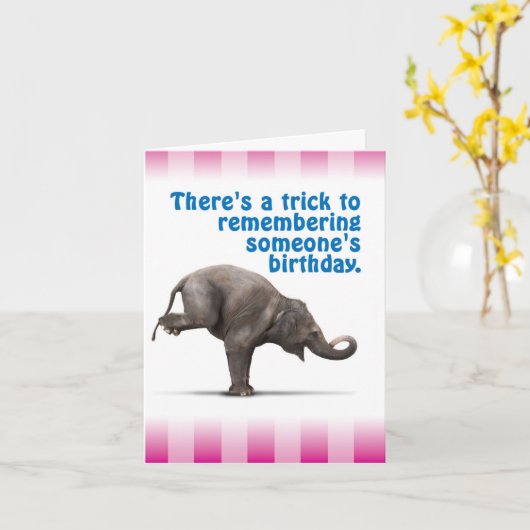 Funny Verlate Verjaardag Kaart - Trick to Remember (Gele Bloem)