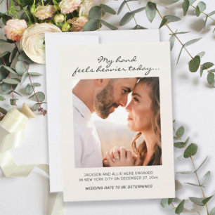 Funny Verloving Foto aankondiging hand Heavier