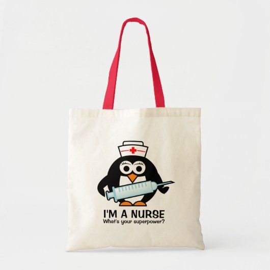 Funny verpleegkundige canvas tas met schattige pin (Voorkant)