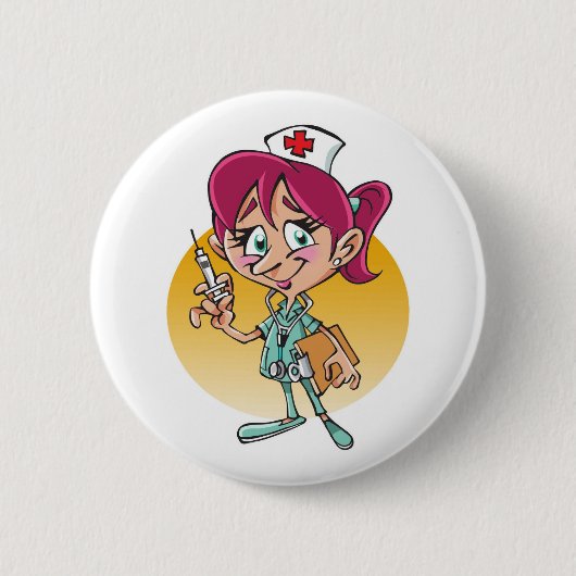 Funny verpleegkundige cartoon gepersonaliseerd ronde button 5,7 cm (Voorkant)