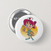 Funny verpleegkundige cartoon gepersonaliseerd ronde button 5,7 cm (Voorkant /achterkant)