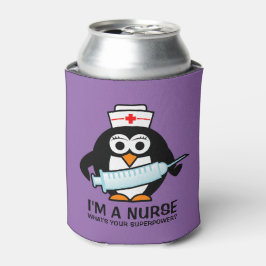 Funny verpleegkundige koelbox met schattige pinguï blikjeskoeler