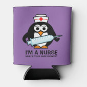 Funny verpleegkundige koelbox met schattige pinguï blikjeskoeler (Voorkant)