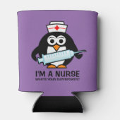 Funny verpleegkundige koelbox met schattige pinguï blikjeskoeler (Achterkant)
