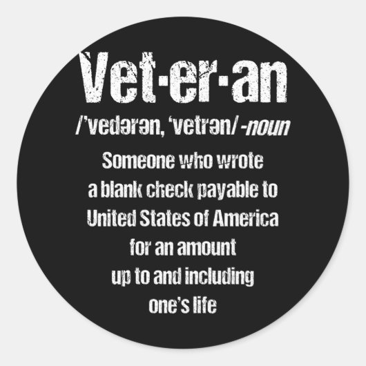 FUNNY VETERAN American Veteran Gift Veterans Day Ronde Sticker (Voorkant)