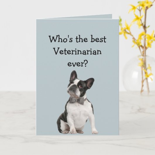 Funny Veterinarian Thank You Wishes Boston Terrier Kaart (Gele Bloem)