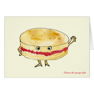 Funny Victoria Sponge Cake Quirky Cartoon Humor
