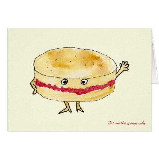 Funny Victoria Sponge Cake Quirky Cartoon Humor (Voorkant Horizontaal)