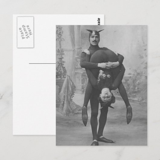 Funny  Victoriaans Circus Performance Briefkaart (Voorkant / Achterkant)