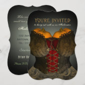 Funny Victoriaans Corset Halloween Party nodigt ui Kaart (Voorkant / Achterkant)