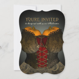 Funny Victoriaans Corset Halloween Party nodigt ui Kaart