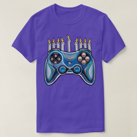 Funny Video Game Controller Hanukkah Menorah Candl T-shirt (Design voorkant)
