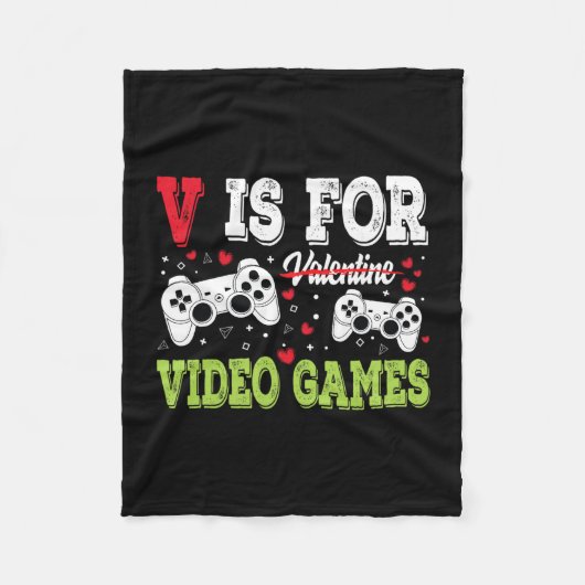 Funny Video Games Lover Valentine Day For Kids Boy Fleece Deken (Voorkant)
