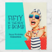 Funny Vijftig is de 50ste verjaardag van de nieuwe Wijn Etiket (Enkel label)